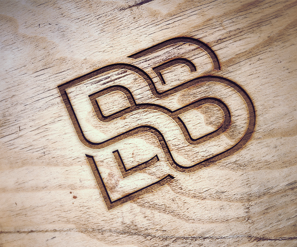 Brew & Brownie Bakeshop: Logo engraved into wood